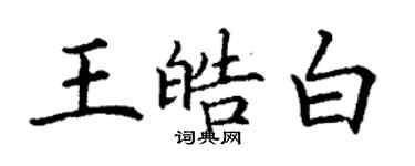 丁謙王皓白楷書個性簽名怎么寫