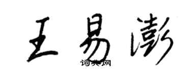 王正良王易澎行書個性簽名怎么寫