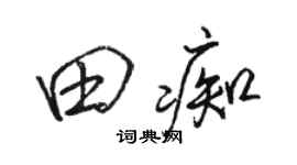 駱恆光田痴行書個性簽名怎么寫