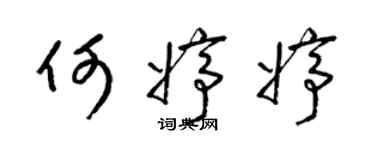 梁錦英何婷婷草書個性簽名怎么寫