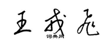 梁錦英王戎飛草書個性簽名怎么寫