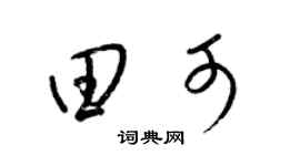 梁錦英田可草書個性簽名怎么寫