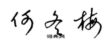 梁錦英何冬梅草書個性簽名怎么寫