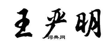 胡問遂王嚴明行書個性簽名怎么寫