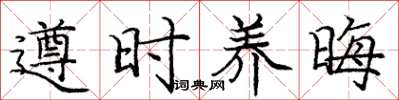 龐中華遵時養晦楷書怎么寫