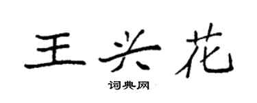 袁強王興花楷書個性簽名怎么寫