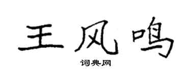 袁強王風鳴楷書個性簽名怎么寫