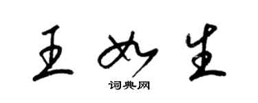 梁錦英王如生草書個性簽名怎么寫