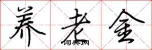 荊霄鵬養老金行書怎么寫