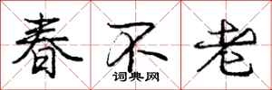 龐中華春不老行書怎么寫