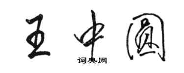 駱恆光王中圓行書個性簽名怎么寫