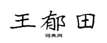 袁強王郁田楷書個性簽名怎么寫