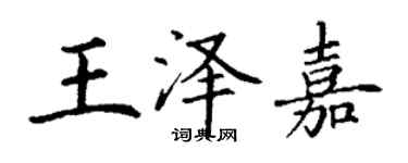 丁謙王澤嘉楷書個性簽名怎么寫