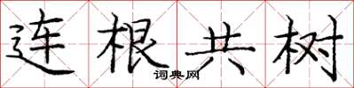 龐中華連根共樹楷書怎么寫