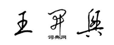 梁錦英王開興草書個性簽名怎么寫