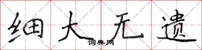 侯登峰細大無遺楷書怎么寫