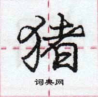 龐中華寫的硬筆行書豬