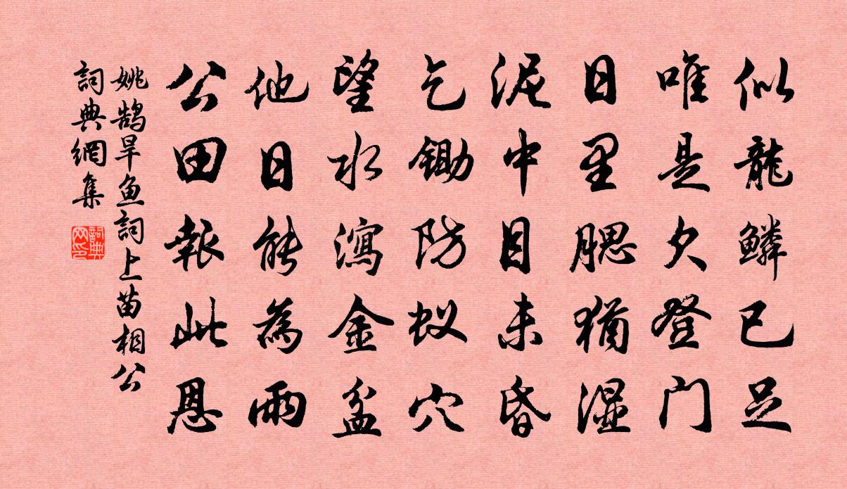 姚鵠旱魚詞上苗相公書法作品欣賞