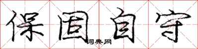 龐中華保固自守行書怎么寫