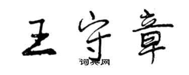 曾慶福王守章行書個性簽名怎么寫