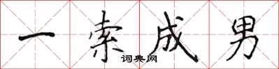 侯登峰一索成男楷書怎么寫