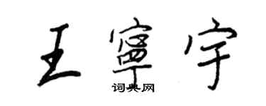 王正良王寧宇行書個性簽名怎么寫
