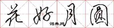 駱恆光花好月圓行書怎么寫