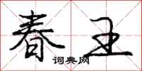 龐中華春王行書怎么寫