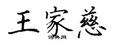 丁謙王家慈楷書個性簽名怎么寫