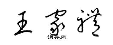 梁錦英王家禮草書個性簽名怎么寫