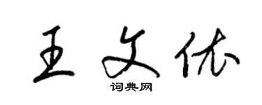 梁錦英王文依草書個性簽名怎么寫