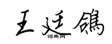 王正良王廷鴿行書個性簽名怎么寫