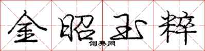 龐中華金昭玉粹行書怎么寫