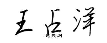 王正良王占洋行書個性簽名怎么寫