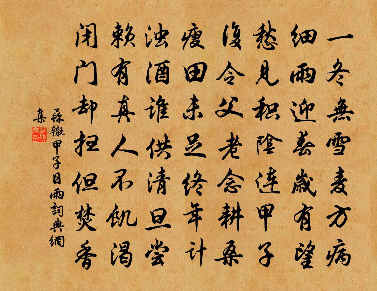 蘇轍甲子日雨書法作品欣賞