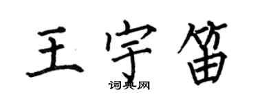 何伯昌王宇笛楷書個性簽名怎么寫