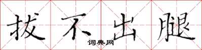 黃華生拔不出腿楷書怎么寫
