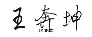 駱恆光王奔坤行書個性簽名怎么寫