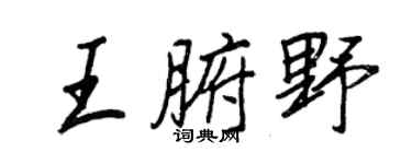 王正良王腑野行書個性簽名怎么寫