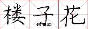 龐中華樓子花楷書怎么寫