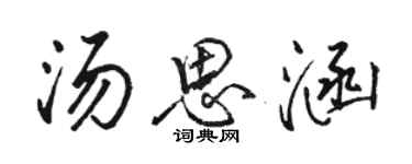 駱恆光湯思涵行書個性簽名怎么寫