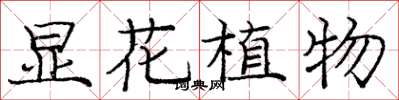 龐中華顯花植物楷書怎么寫
