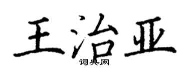 丁謙王治亞楷書個性簽名怎么寫