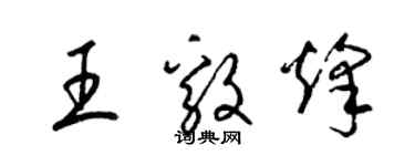 梁錦英王毅烽草書個性簽名怎么寫