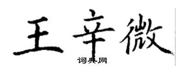 丁謙王辛微楷書個性簽名怎么寫