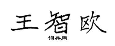 袁強王智歐楷書個性簽名怎么寫