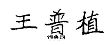 袁強王普植楷書個性簽名怎么寫