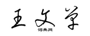 梁錦英王文單草書個性簽名怎么寫