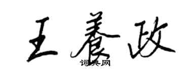 王正良王養政行書個性簽名怎么寫