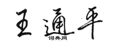 駱恆光王通平行書個性簽名怎么寫